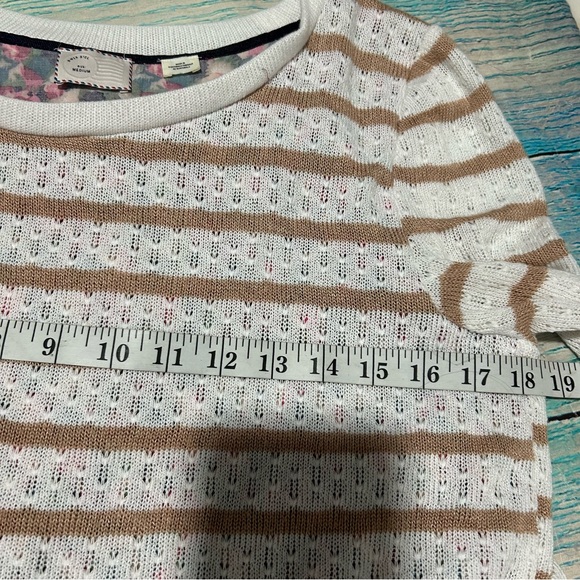 Postmark Anthropologie Layered Floral Stripes Sweater Pullover Top Size Medium - Picture 9 of 10